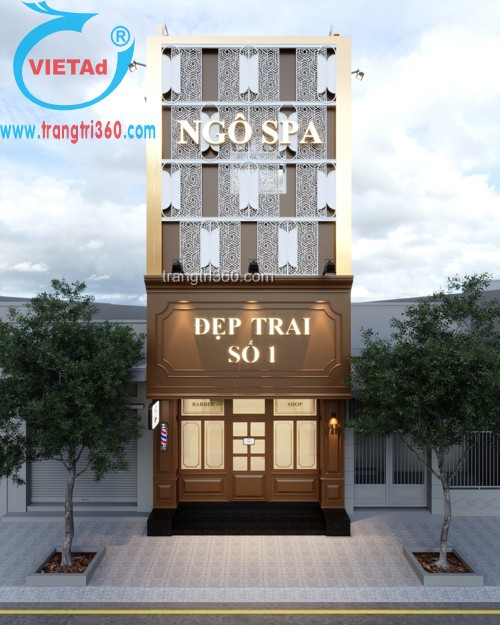 Thiết kế bảng hiệu spa sang trọng với họa tiết cắt laser độc đáo