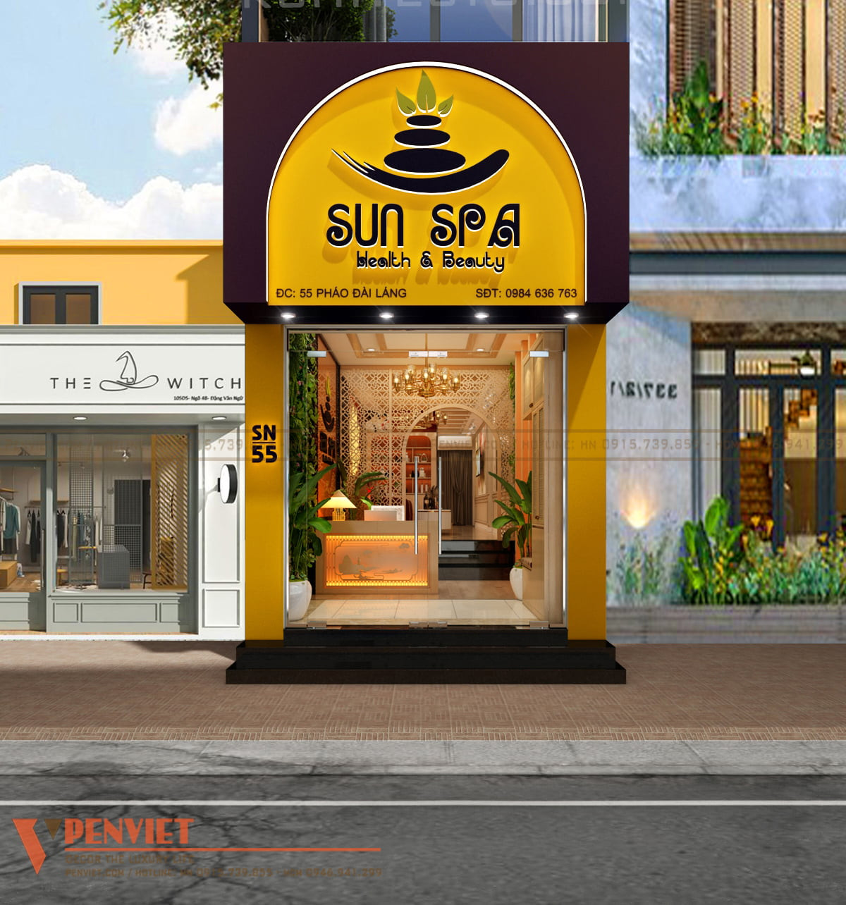 Thiết kế mặt tiền spa SUN SPA