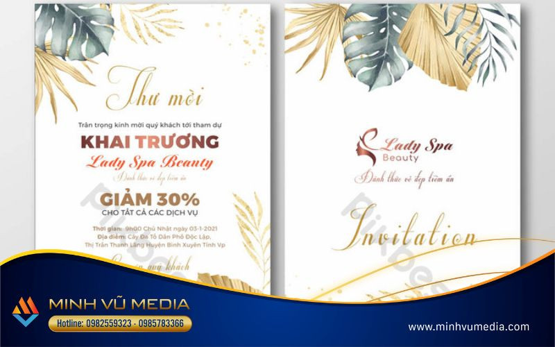Thư mời khai trương spa với nội dung trình bày rõ ràng, chính xác