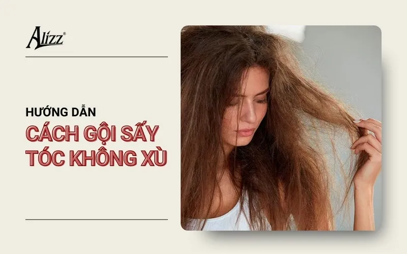 Mô tả hình ảnh quy trình gội và sấy tóc đúng cách để tóc không bị xù