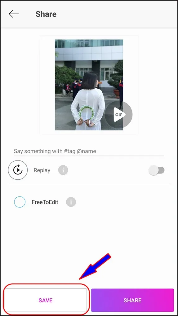 Màn hình cuối cùng, người dùng nhấn nút Lưu để hoàn tất quá trình đổi màu tóc trên PicsArt