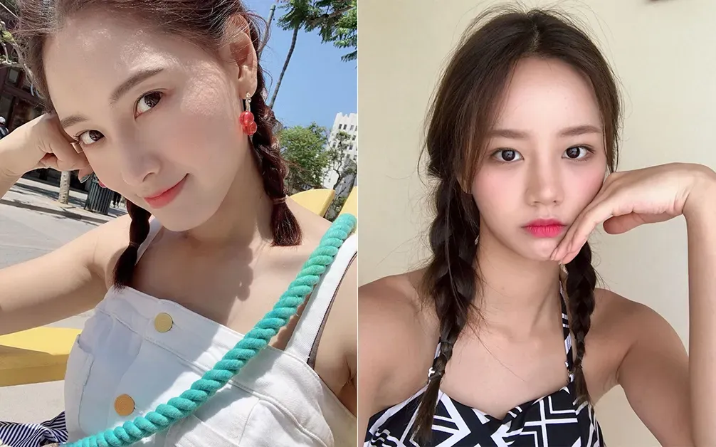 Góc nhìn từ phía sau của kiểu tóc tết hai bên lỏng tay theo phong cách Hàn Quốc dịu dàng