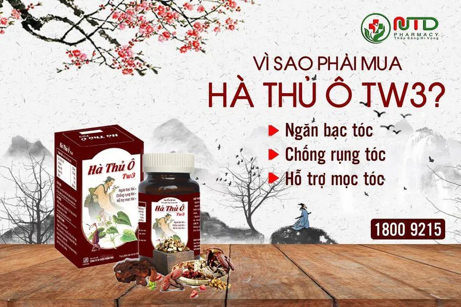 Hộp sản phẩm Hà thủ ô, một loại dược liệu hỗ trợ sức khỏe và màu tóc