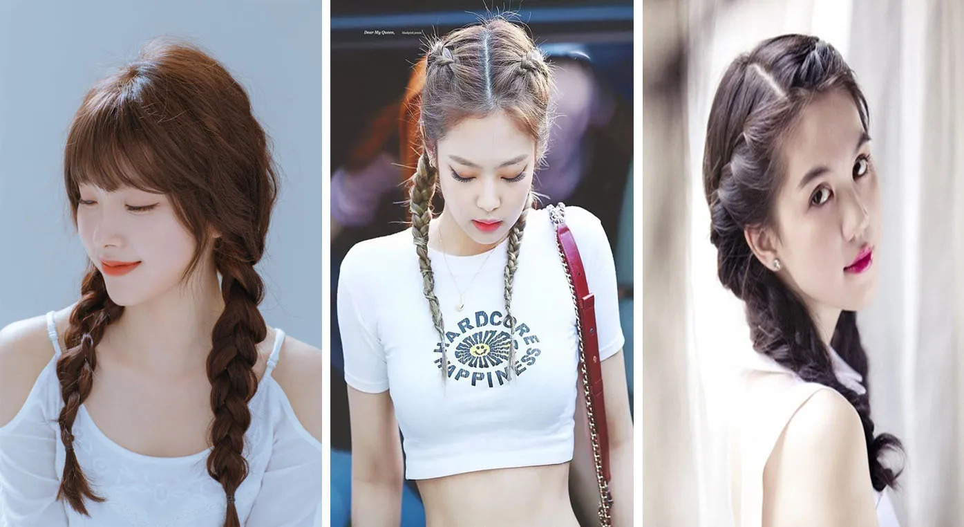 Kiểu tóc tết hai bên phá cách được kéo lỏng tạo sự bồng bềnh trẻ trung