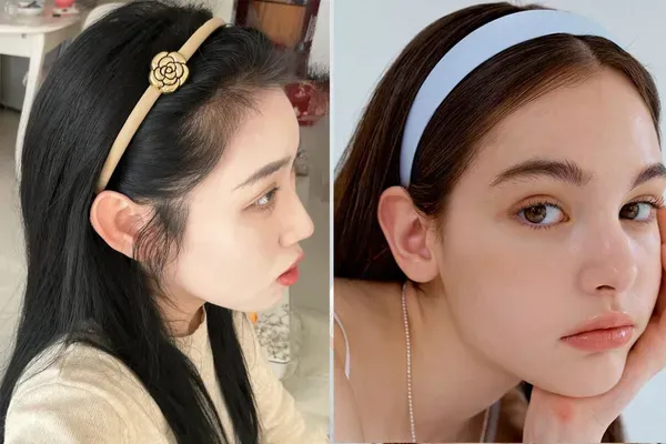 Phụ nữ tóc ngắn đeo bờm có răng cưa màu đen tạo kiểu thanh lịch