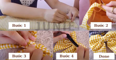 Các bước làm kẹp tóc nơ vải thủ công đơn giản tại nhà