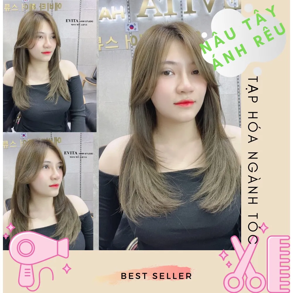 Thuốc nhuộm tóc màu Nâu Tây Ánh Rêu là phiên bản mới nhất của công nghệ nhuộm tóc. Với màu sắc cân bằng đa dạng của màu nâu và màu rêu, tóc trở nên bóng bẩy và dễ chịu hơn từ những ngày đầu tiên.