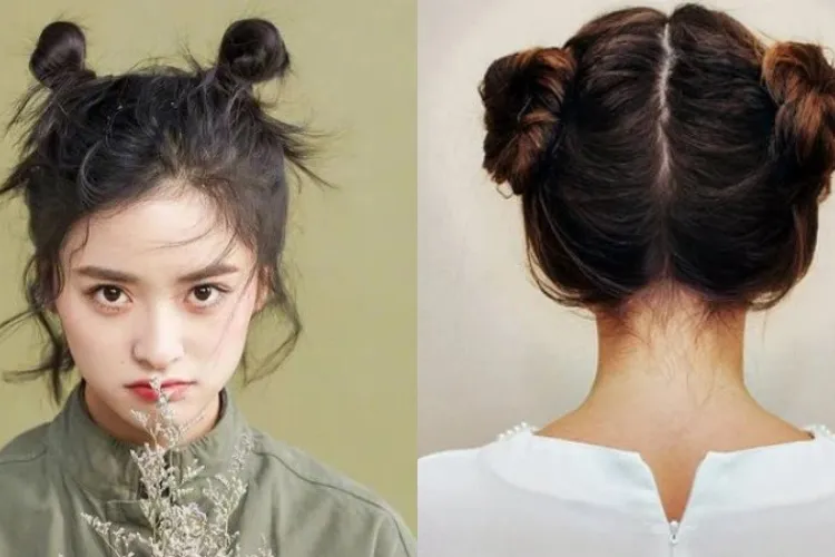 Tóc búi hai bên (space buns), phong cách dễ thương, một biến thể của cách búi tóc đẹp nhất cho cô gái trẻ