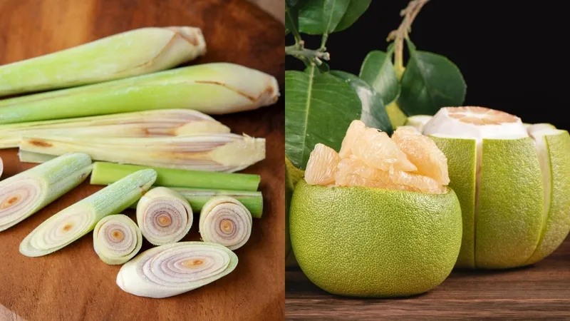 Vỏ bưởi và sả là hai thành phần chính trong cách nấu nước gội đầu chống rụng tóc truyền thống