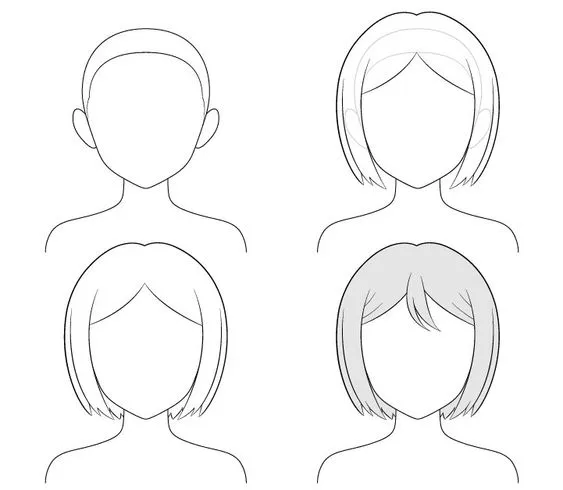 Minh họa cách vẽ tóc búi hai bên anime