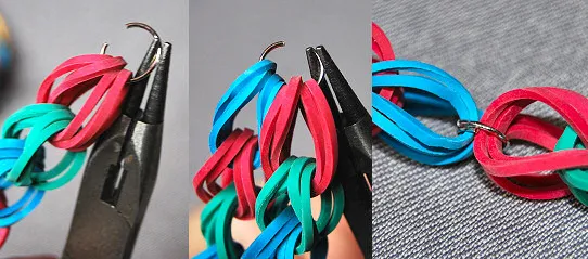 Sử dụng dây thép để nối hai đầu, hoàn thiện vòng tay bằng chun chắc chắn