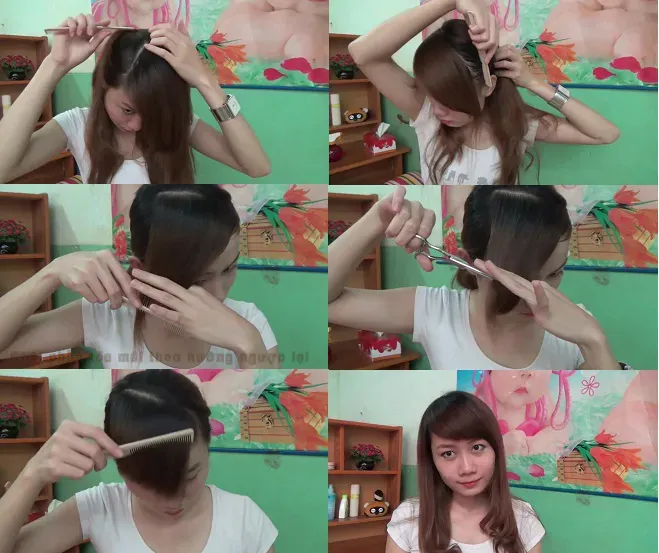 Các bước cắt tóc mái xéo đơn giản tại nhà