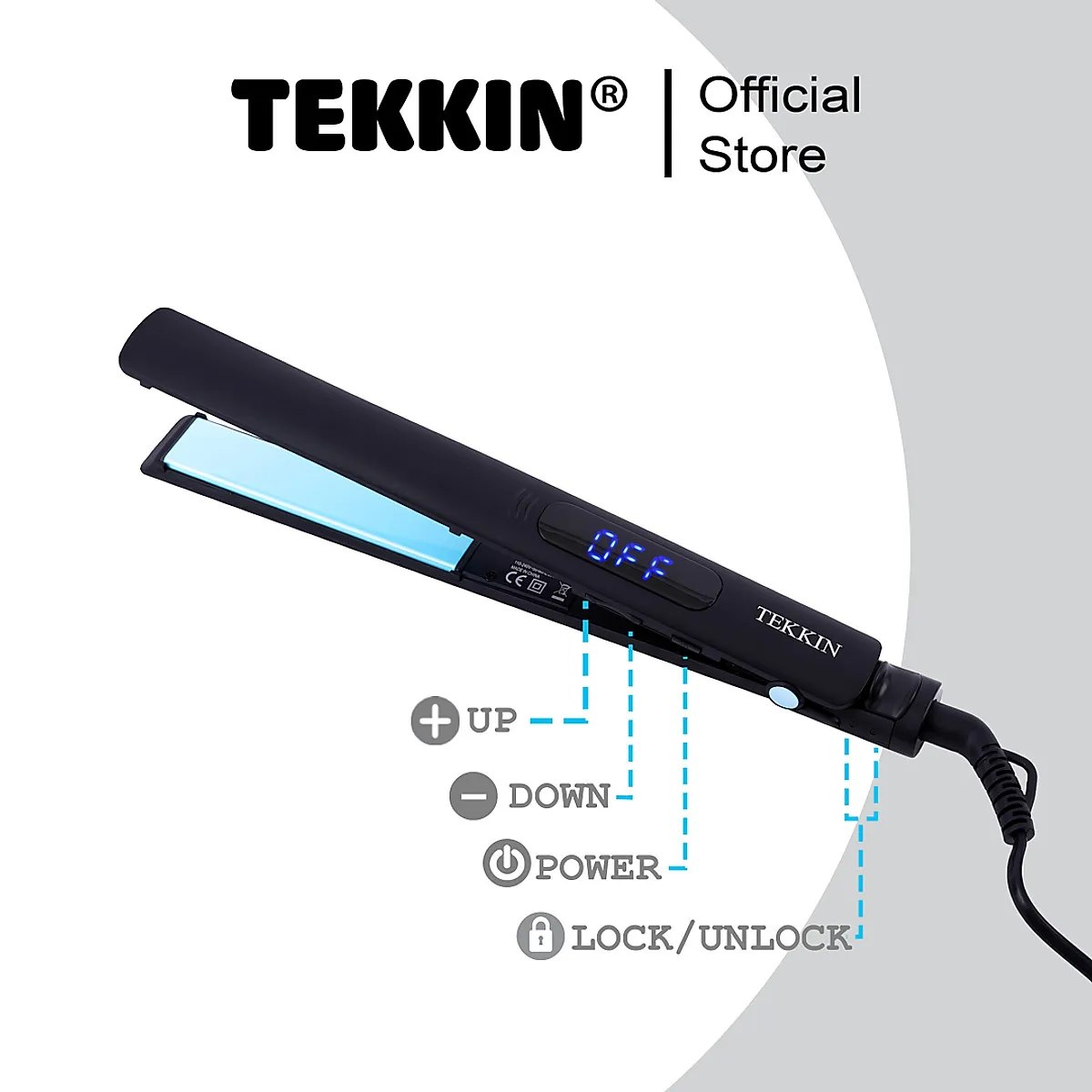 Máy Duỗi Tóc Uốn Tóc 8 Mức Nhiệt TEKKIN TI-615 Gốm Cao Cấp