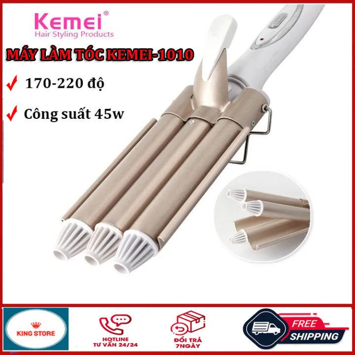 Mô tả máy uốn tóc với các trục xoay để tạo lọn xoăn một cách dễ dàng và nhanh chóng.