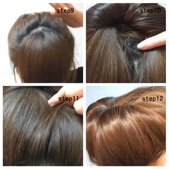 Điều chỉnh độ phồng của búi tóc ở giữa đầu cho kiểu búi cuộn tự nhiên