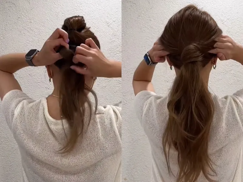Hướng dẫn chi tiết cách buộc tóc đuôi ngựa bồng bềnh giấu dây chun tinh tế
