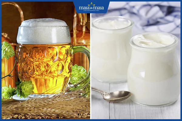 Hỗn hợp bia và sữa chua giúp tóc chắc khỏe, bóng mượt