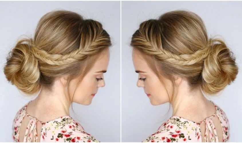 Búi tóc củ tỏi cùng tóc tết quý phái