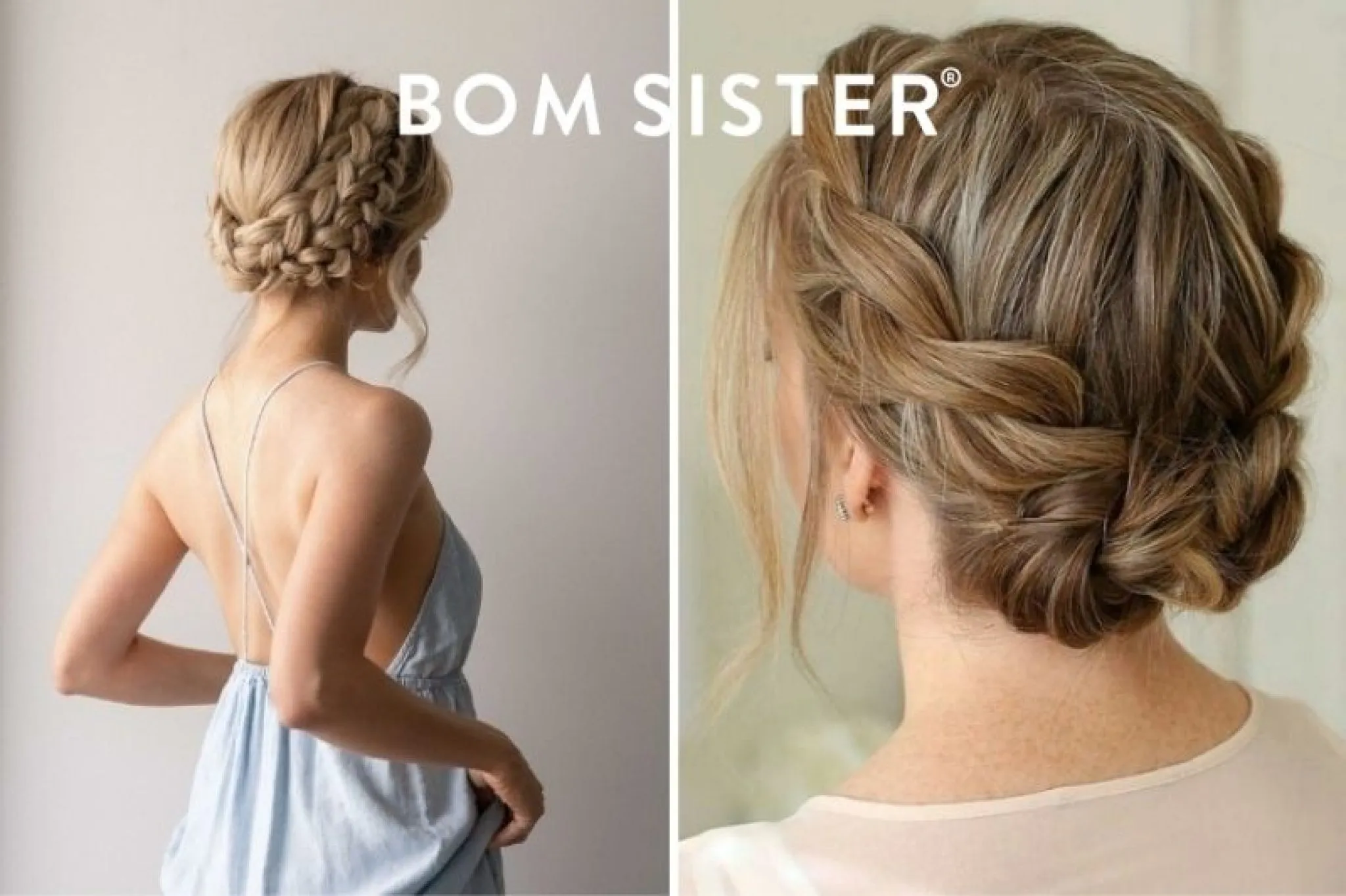 Người mẫu búi tóc thấp kết hợp tết đuôi sam