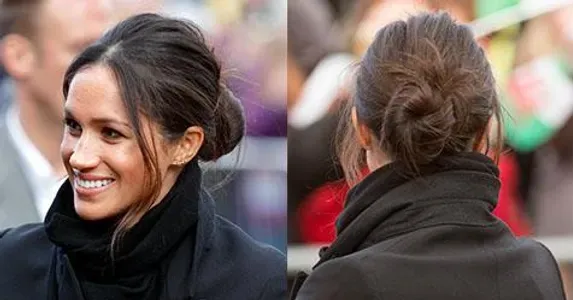 Meghan Markle thường xuyên diện kiểu cách búi tóc messy bun tinh tế
