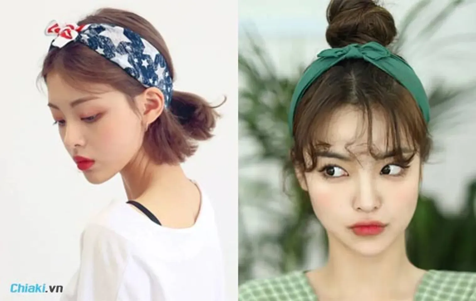 Các kiểu buộc tóc đẹp kết hợp băng đô