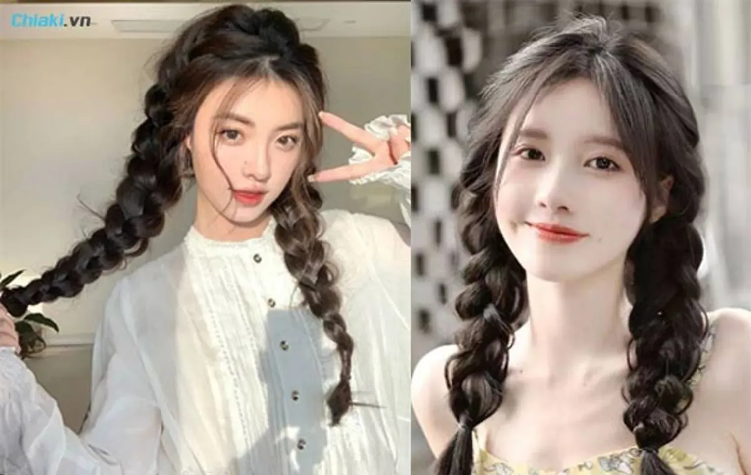 Buộc tóc tết hai bên