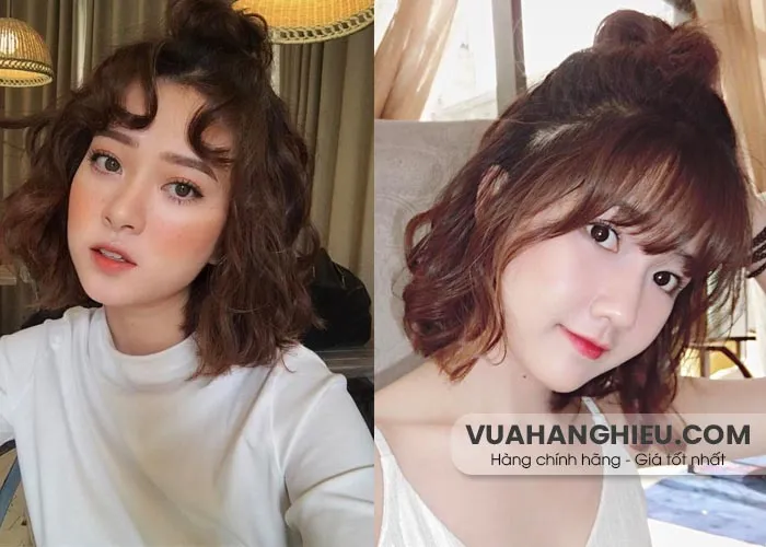 Tóc ngắn buộc chỏm đỉnh đầu tạo vẻ ngoài tinh nghịch