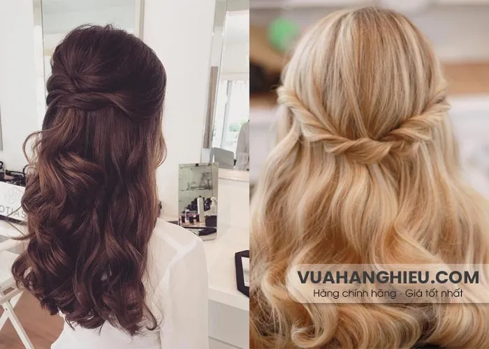 những cách làm tóc đẹp: Tóc buộc xoắn nửa đầu lãng mạn như công chúa