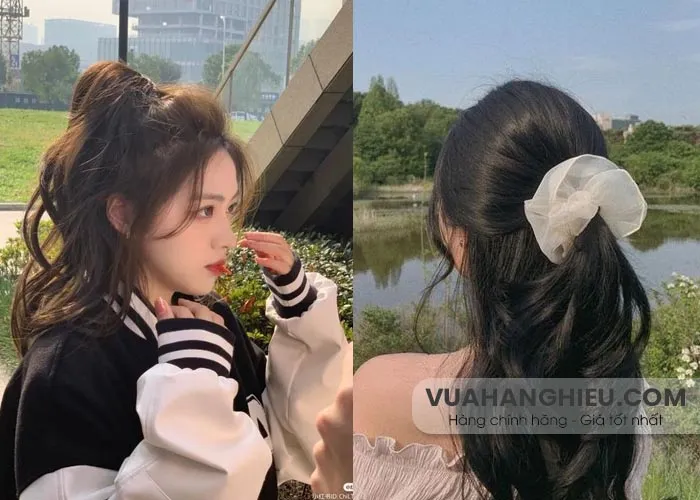 Tóc uốn xoăn sóng nhẹ nhàng khi buộc giúp mái tóc thêm bồng bềnh