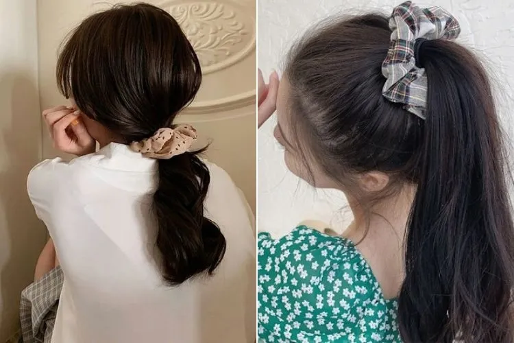 Hình ảnh một cô gái sử dụng phụ kiện kẹp tóc và dây nơ để tăng thêm sự điệu đà