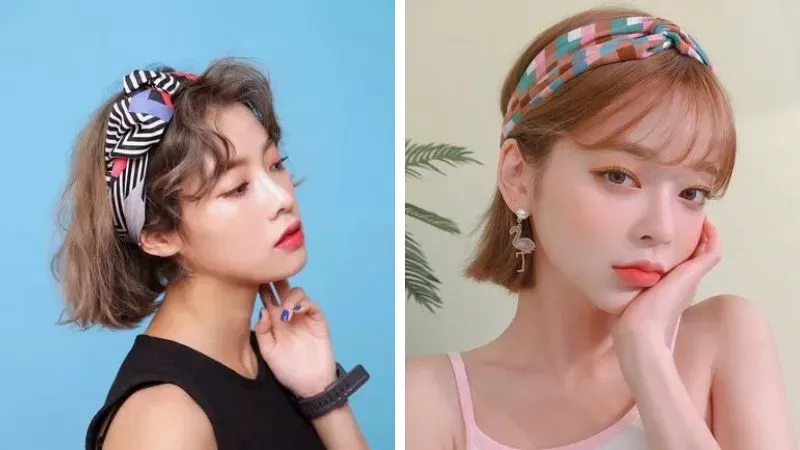 Buộc tóc ngắn kết hợp turban