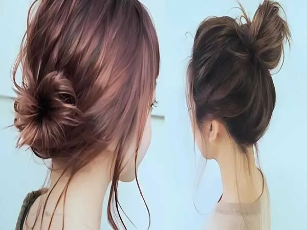 Phụ nữ với mái tóc ngắn ngang vai tạo kiểu buộc nửa đầu thanh lịch