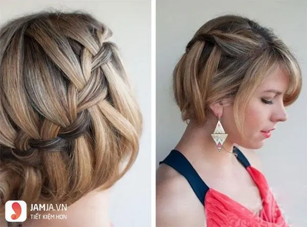 Kiểu tết tóc ngắn thác nước sang trọng, phù hợp cho mặt tròn