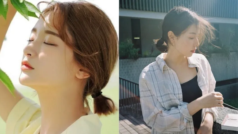 Tóc ngắn buộc thấp đơn giản, nữ tính