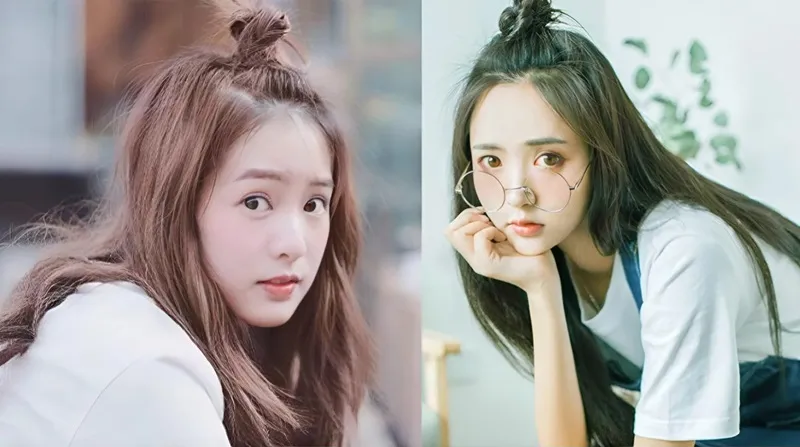 Kiểu bới tóc nửa đầu hình củ tỏi siêu dễ thương