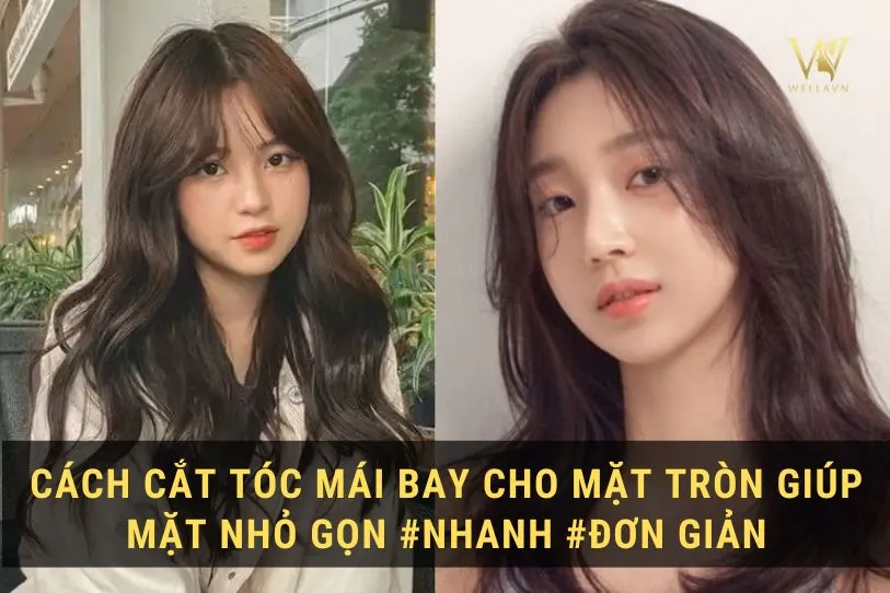 Cận cảnh kiểu tóc mái bay cho mặt tròn giúp khuôn mặt thon gọn tự nhiên