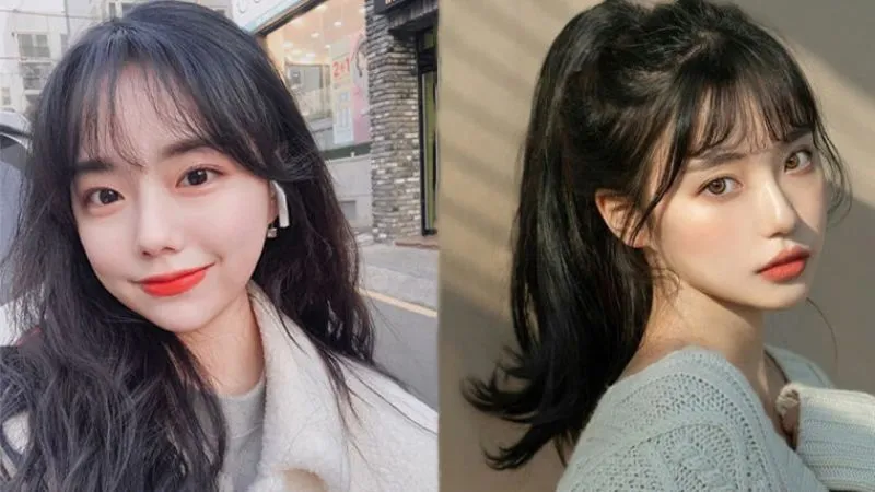 Mái thưa Hàn Quốc phù hợp cho khuôn mặt tròn giúp tạo đường nét thon gọn