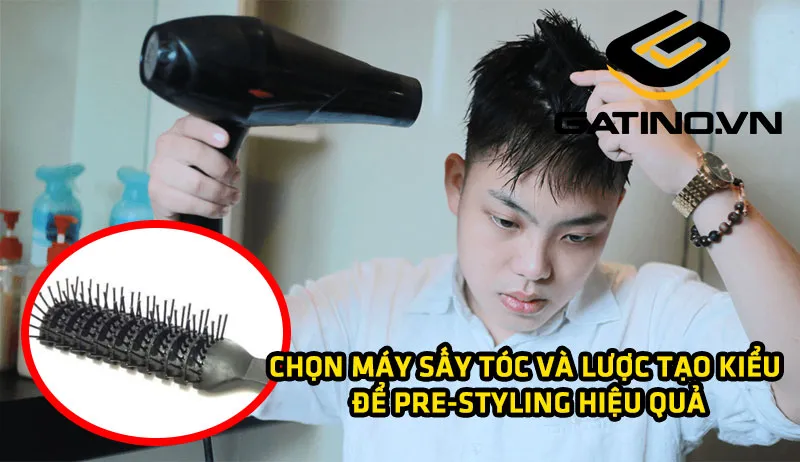 Quy trình tạo kiểu chuyên nghiệp với lược tròn và máy sấy tóc để tăng volume tối đa