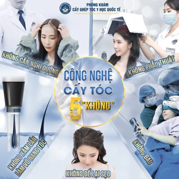 Bác sĩ đang thực hiện quy trình cấy tóc tự thân cho bệnh nhân