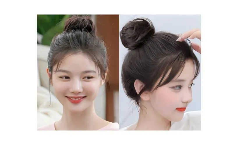 Kiểu tóc búi cao trên đỉnh đầu nữ tính và thanh lịch