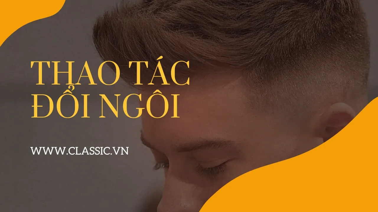 Cận cảnh quá trình dùng lược và máy sấy để cố định nếp tóc mới theo kỹ thuật chuyên nghiệp