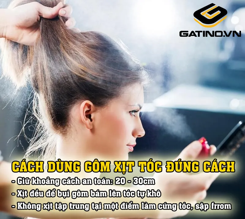 Thao tác giữ khoảng cách và che chắn khi xịt gôm xịt tóc đúng cách