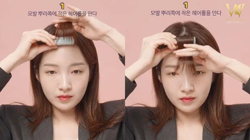 Cánh dùng lô cuốn tóc mái sát chân tóc