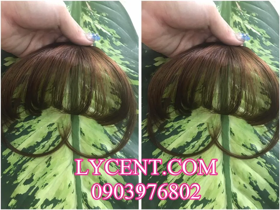 Cách gắn tóc mái giả tự nhiên bằng kẹp phím vào phần tóc trên đỉnh đầu