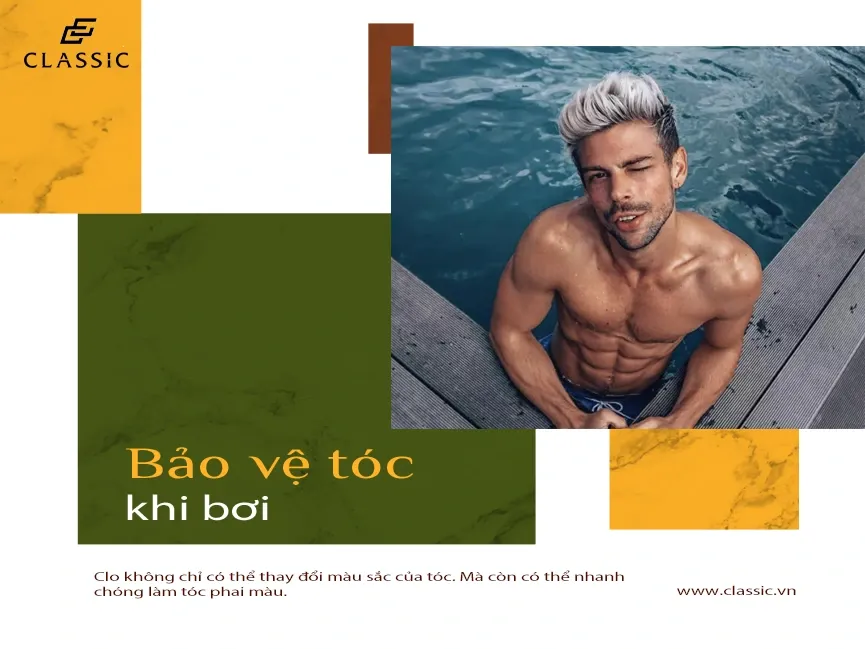 Chăm sóc tóc nhuộm khi bơi để tránh clo làm phai màu