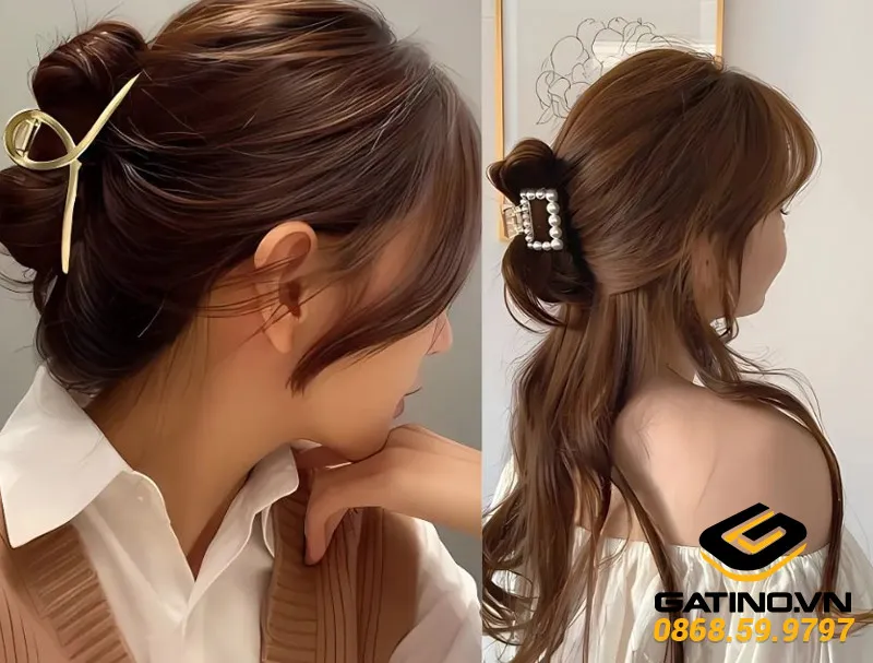 Sử dụng kẹp càng cua để cuộn tóc xoăn gọn gàng, giữ nếp khi gặp gió