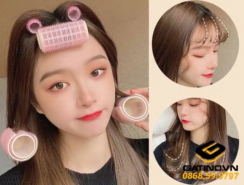 Dùng lô cuốn tóc để cố định nếp tóc uốn gợn sóng khi đi gió