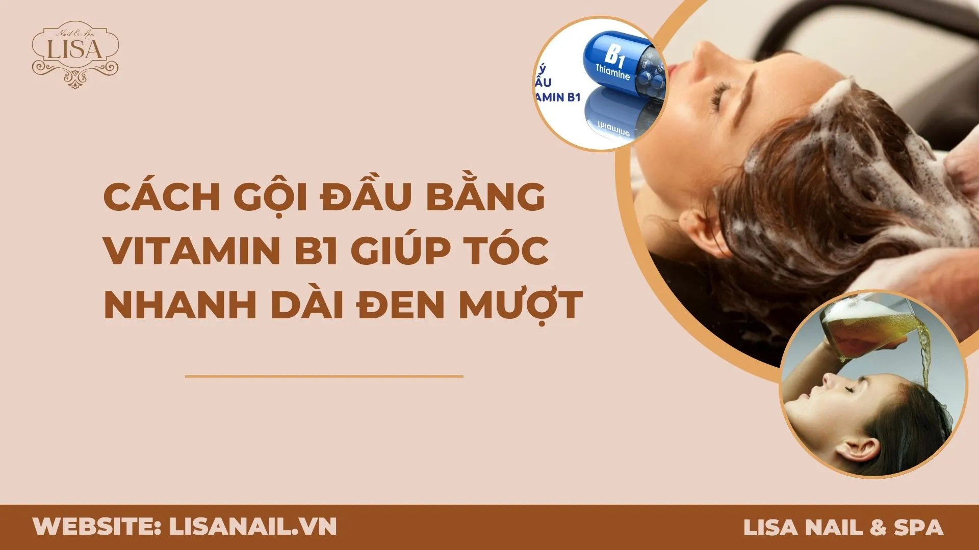 Người phụ nữ gội đầu bằng dung dịch vitamin B1 giúp tóc nhanh dài