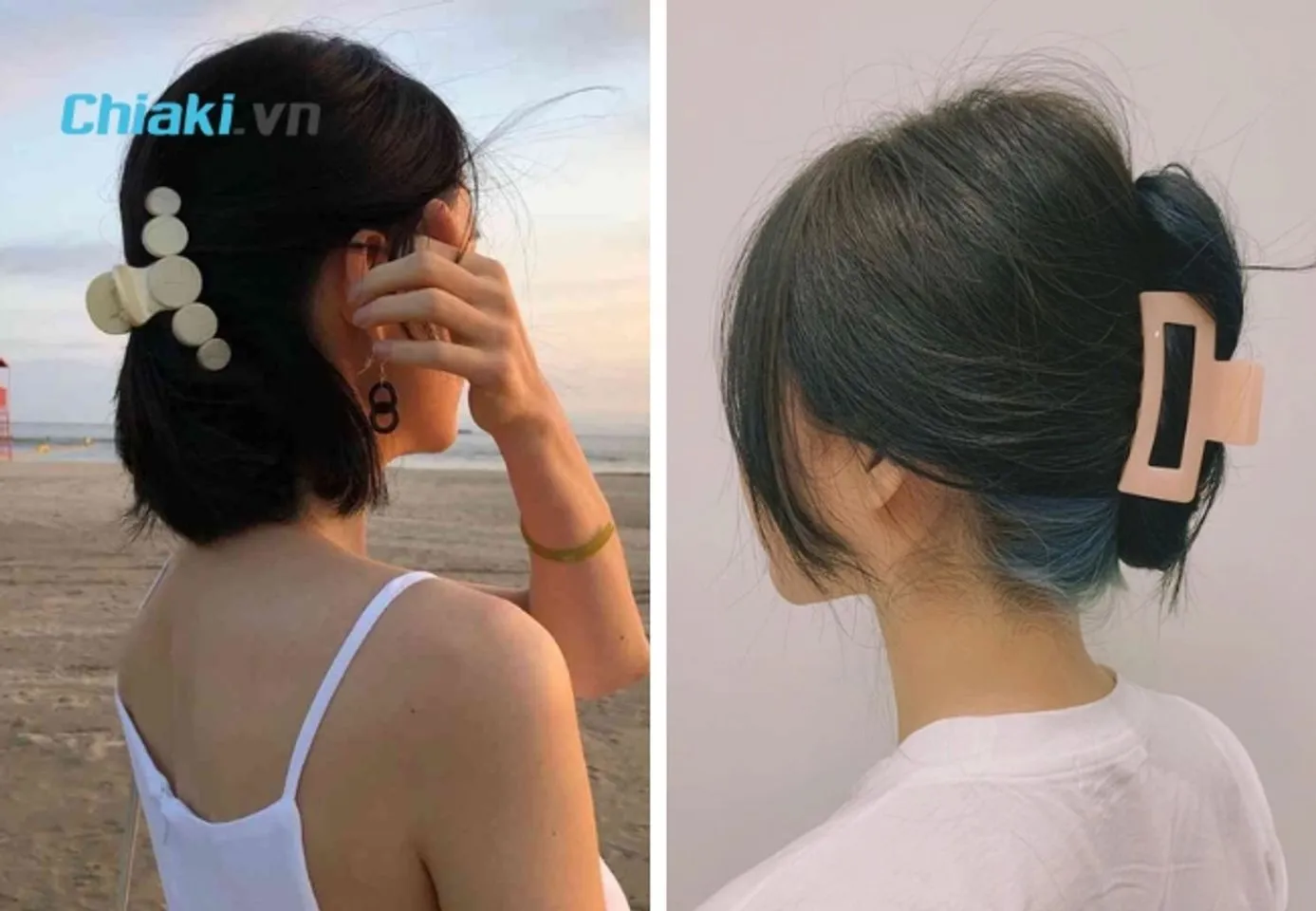 Kẹp tóc càng cua kiểu búi thấp cho tóc ngang vai