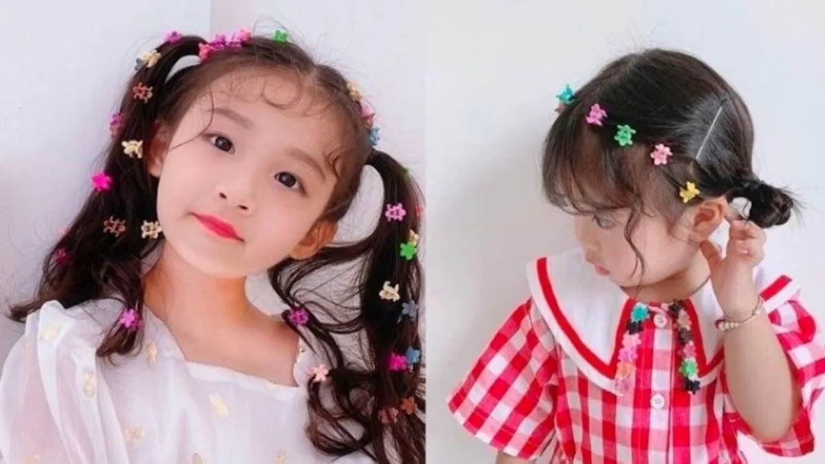 Cách kẹp tóc càng cua cho bé gái, sử dụng kẹp càng cua mini